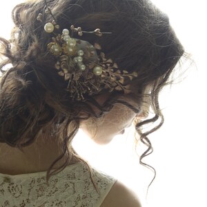Gold Hair comb Bridal flower hair comb boho gold flower comb flower girl hair comb festival flower comb woodland hair comb floral STELLA image 5