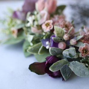 Eucalyptus half flower crown baby breath flower greenery crown blush Bridal hair vine pink bridal comb baby breath hair comb hair piece image 4