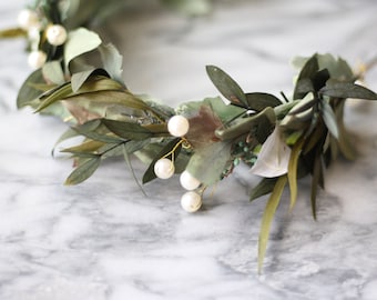 Eucalyptus crown greenery wedding crown baby breath bridal crown wreath baby breath flower hair piece wedding circlet festival headpiece