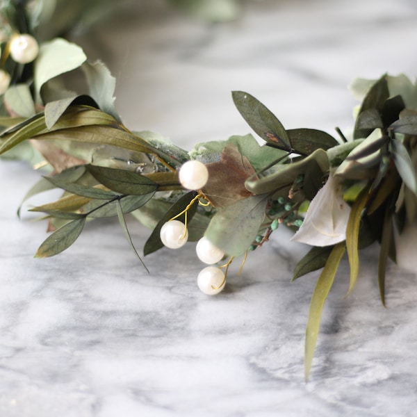 Eucalyptus crown greenery wedding crown baby breath bridal crown wreath baby breath flower hair piece wedding circlet festival headpiece