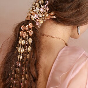 crystal hair spine gemstone spine crystal hairpiece pink gemstone ANDROMEDA