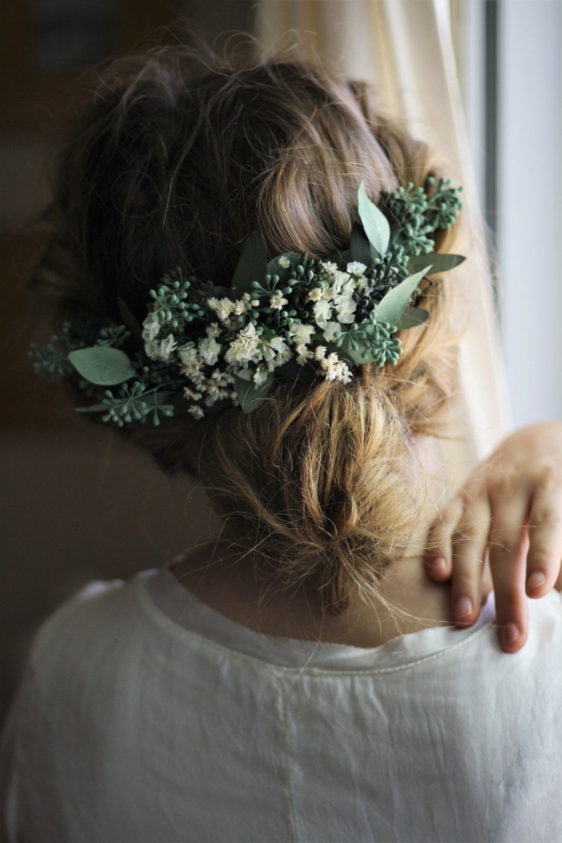 Eucalyptus Half Flower Crown Baby Breath Flower Greenery Crown Etsy UK