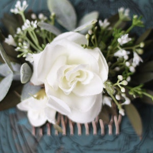 Eucalyptus peigne cheveux verdure bébé souffle peigne succulent cheveux vigne blanc fleur peigne de mariée morceau de cheveux fleur peigne floral épingle à cheveux épingle image 4