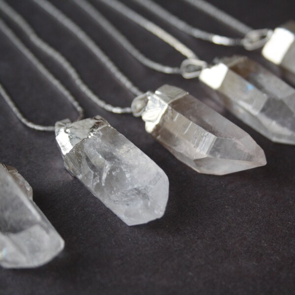 Crystal point necklace Quartz crystal necklace Quartz  point necklace Quartz point pendant silver crystal necklace bridesmaids gift BLANCHE