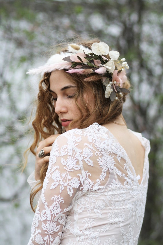 Eucalyptus Hair Comb Lunaria Veil Alternative Pearl Flower  display picture 2