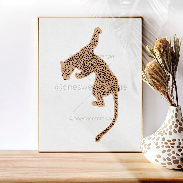 Cheetah Minimalist Leopard Art Line Art Poster Print Line Art Modern Art Minimal Poster Safari Graphic Art Print Modern Wall Art B188