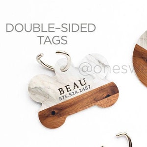 Pet ID Tag Custom Pet Tag Personalized Dog Tag Wood Marble Print Pet Tag Dog ID Tag Wood Print Pet Tag Puppy Tag Dog ID Pet Tag 120. afbeelding 1