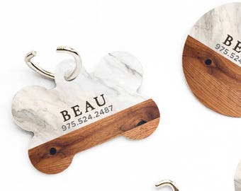 Pet ID Tag Custom Pet Tag Personalized Dog Tag Wood Marble Print Pet Tag Dog ID Tag Wood Print Pet Tag Puppy Tag Dog ID Pet Tag 120.