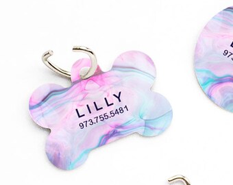 Pet ID Tag, Custom Pet Tag, Personalized Dog Tag, Abstract Fractals Pet Tag, Dog ID Tag, Blue Pet Tag, Puppy Tag, Dog ID, Pet Tag T203