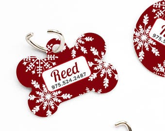 Christmas Dog Tag Small Dog Tag Snowflake Pet Tag Personalized Dog Tag Holiday Gift Pet Tag Dog ID Tag Snow Pet Tag Puppy Tag Dog Tag 114.