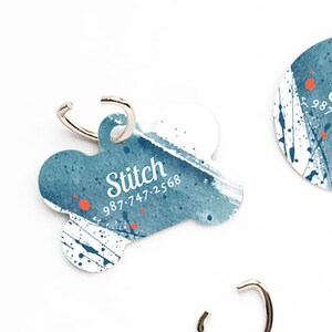 Dog Tag Splatter Watercolor Pet Tag Personalized Dog Tag Paint Stroke Pet Tag Dog ID Tag Blue Pet Tag Puppy Tag Dog Pet Tag 83.