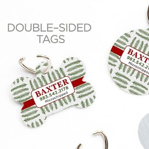 Christmas Dog Tag Small Dog ID Tag Pine Needle Pet Tag Personalized Dog ID Tag Holiday Gift Pet Tag Dog ID Tag Dog Tag Tag Dog Tag 245.