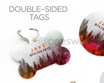 Forest Dog Tag Custom Pet Dog Tag Personalized Dog Tag Purple Forest Pet Tag Dog ID Tag Forest Pet Tag Puppy Tag Dog Pet Tag  U191