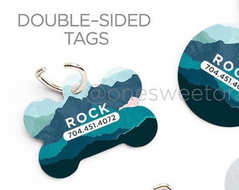 Mountain Dog Tag Dog ID Tag Dog Tag Personalized Small Dog Tag Blue Mountain Print Pet Tag Dog ID Tag Pet Tag Puppy Tag Dog ID Pet Tag 18.