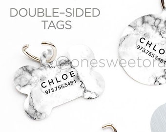 Marble Dog Tag Custom Pet Tag Personalized Dog Tag White Marble Print Pet Tag Dog ID Tag Marble Print Pet Tag Puppy Tag Dog Pet Tag T167