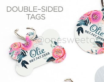 Floral Dog Collar Tag Dog Tags for Dogs Rose Dog ID Tag Dog Tag Dog Tags for Small Dogs Pet Tags Pet Gift Pet ID Tags Pet ID Tag Dog 67.