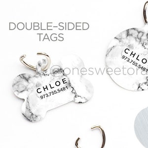 Marble Dog Tag Custom Pet Tag Personalized Dog Tag White Marble Print Pet Tag Dog ID Tag Marble Print Pet Tag Puppy Tag Dog Pet Tag T167