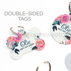 Floral Dog Collar Tag Dog Tags for Dogs Rose Dog ID Tag Dog Tag Dog Tags for Small Dogs Pet Tags Pet Gift Pet ID Tags Pet ID Tag Dog 67.