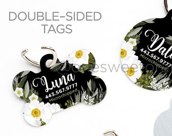 Dog Tag Personalized Dog Tag for Dogs Dog Tags Dog Collar Tag Cat Tag for Dog Peony Pet ID Tag Dog Name Tag Pet ID Tag Floral Tag 357.