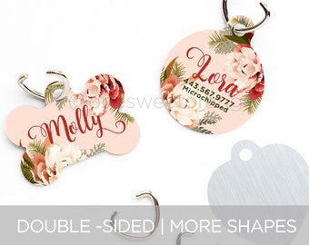 Dog Tag Personalized Dog Tag for Dogs Dog Tags Dog Collar Tag Cat Tag for Dog Peony Pet ID Tag Dog Name Tag Pet ID Tag Floral Tag 366.
