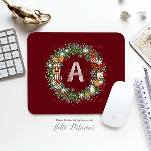 Mouse Pad Monogram Mouse Pad Christmas Mouse Pad Office Mouse Pad Personalized Mouse Pad Desk Accessories Mouse Pad Round Mouse Pad 246
