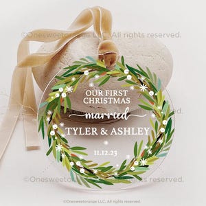 First Christmas Married Ornament Newlywed Gift Mr & Mrs Christmas Ornament Personalized Mr Mrs Wedding Ornament Wedding Gift Keepsake No.474