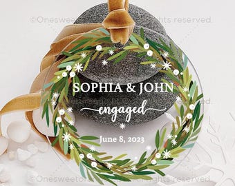 Adorno acrílico para compromiso, regalo para fiesta de compromiso, regalo personalizado para compromiso, regalo personalizado con nombres n.° 342