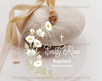 Recuerdo de bautizo, regalo de bautismo, cruz personalizada, adorno acrílico, regalo de bautismo para niña, regalo para ahijada, regalo personalizado n.º 270