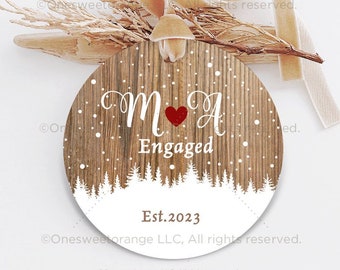 Engagement Ornament First Kiss Christmas Ornament Soon To Be Mr. & Mrs. Christmas Ornament Personalized Ornament Holiday Engagement Gift 33.