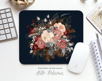 Mouse Pad Boho Floral Mouse Pad Floral Mouse Pad Office Mouse Pad Personalized Mouse Pad Desk Accessories Mouse Pad Round Mouse Pad I2