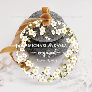 Personalized Acrylic Engaged Ornament Engagement Ornament Gift Engagement Party Gift Engagement Gift Custom Engagement Gift w Names No.389