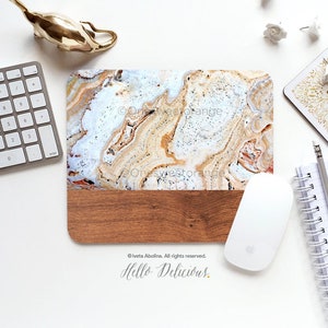 Mouse Pad Faux Marble Wood Mouse Pad Wood Mouse Pad Office Mouse Pad Personalized Mouse Pad Desk Accessories Mouse Pad Round Mouse Pad I126