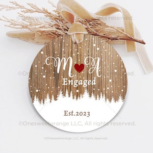 Engagement Ornament First Kiss Christmas Ornament Soon To Be Mr. & Mrs. Christmas Ornament Personalized Ornament Holiday Engagement Gift 33. image 1