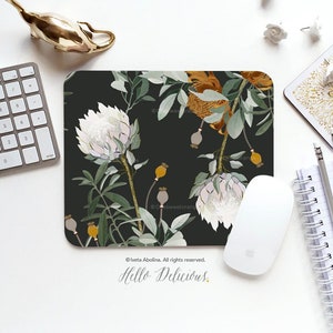 Mouse Pad Protea Floral Mouse Pad Floral Mouse Pad Office Mouse Pad Personalized Mouse Pad Desk Accessories Mouse Pad Round Mouse Pad C62