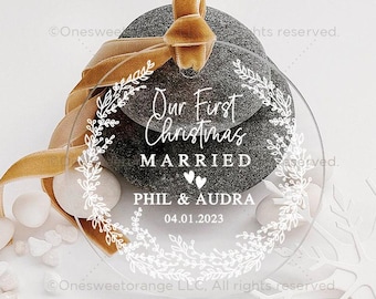 First Christmas Married Ornament Newlywed Gift Mr & Mrs Christmas Ornament Personalized Mr Mrs Wedding Ornament Wedding Gift Keepsake No.25