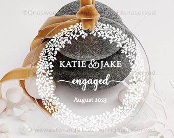 Adorno de compromiso de acrílico Adorno de compromiso Regalo de fiesta de compromiso Regalo de compromiso personalizado Regalo de compromiso personalizado con nombres N.º 15