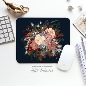 Mouse Pad Boho Floral Mouse Pad Floral Mouse Pad Office Mouse Pad Personalized Mouse Pad Desk Accessories Mouse Pad Round Mouse Pad I2