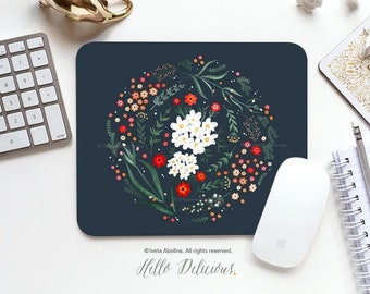 Mouse Pad Summer Garden Mouse Pad Floral Mouse Pad Office Mouse Pad Personalized Mouse Pad Desk Accessories Mouse Pad Round Mouse Pad 98