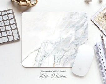 Mouse Pad White Marble Mouse Pad Marble Mouse Pad Office Mouse Pad Personalized Mouse Pad Desk Accessories Mouse Pad Round Mouse Pad T94d