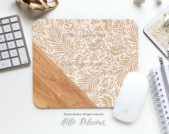 Mouse Pad Floral Mouse Pad Faux Wood Mouse Pad Office Mouse Pad Personalized Mouse Pad Desk Accessories Mouse Pad Round Mouse Pad 230