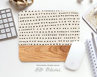 Mouse Pad Madera Lunares Mouse Pad Boho Mouse Pad Oficina Mouse Pad Personalizado Mouse Pad Accesorios de Escritorio Mouse Pad Redondo Mouse Pad Pad 36