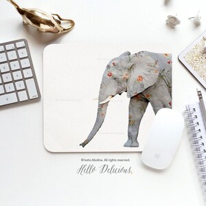 Mouse Pad Gray Elephant Mouse Pad Elephant Mouse Pad Office Mouse Pad Personalized Mouse Pad Desk Accessories Mouse Pad Round Mouse Pad U76