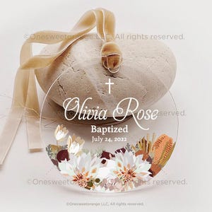Christening Keepsake Baptism Gift Personalized Cross Acrylic Ornament Baptism Gift for Girl Gift for Goddaughter Personalized Gift No.253