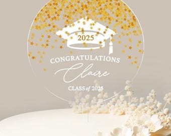 Adorno personalizado para tarta de graduación, promoción de 2024. Decoración para tarta de fiesta de graduación. Adorno de felicitación para graduación. Fiesta de graduación n.º 43.