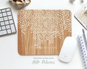 Mouse Pad Floral Mouse Pad Faux Wood Mouse Pad Office Mouse Pad Personalized Mouse Pad Desk Accessories Mouse Pad Round Mouse Pad 92