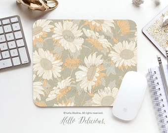 Mouse Pad Daisy Mouse Pad Floral Mouse Pad Office Mouse Pad Personalized Mouse Pad Desk Accessories Mouse Pad Round Mouse Pad 194