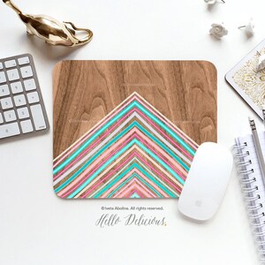 Mouse Pad Chevron Mouse Pad Wood Print Mouse Pad Office Mouse Pad Personalized Mouse Pad Desk Accessories Mouse Pad Round Mouse Pad  I82