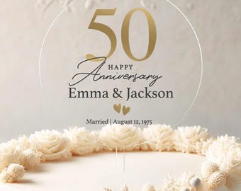 Adorno redondo personalizado para tarta de aniversario, adorno redondo para tarta de aniversario con estampado dorado, adorno para tarta de aniversario número 50, regalo número 20
