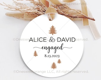 Engaged Ornament Engagement Party Gift Personalized Engaged Minimalist Ornament Engagement Gift with Names Engagement Gift for Couple 120.