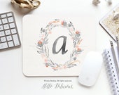 Mouse Pad Monogram Mouse Pad Floral Mouse Pad Office Mouse Pad Personalized Mouse Pad Desk Accessories Mouse Pad Round Mouse Pad I79